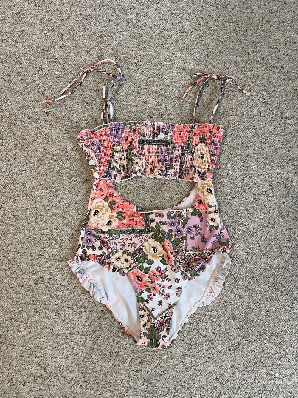 True Craft Floral One-Piece Swimsuit in Pink and Green